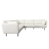 Anas White Upholstery with Black Metal Legs L-Shape Sectional